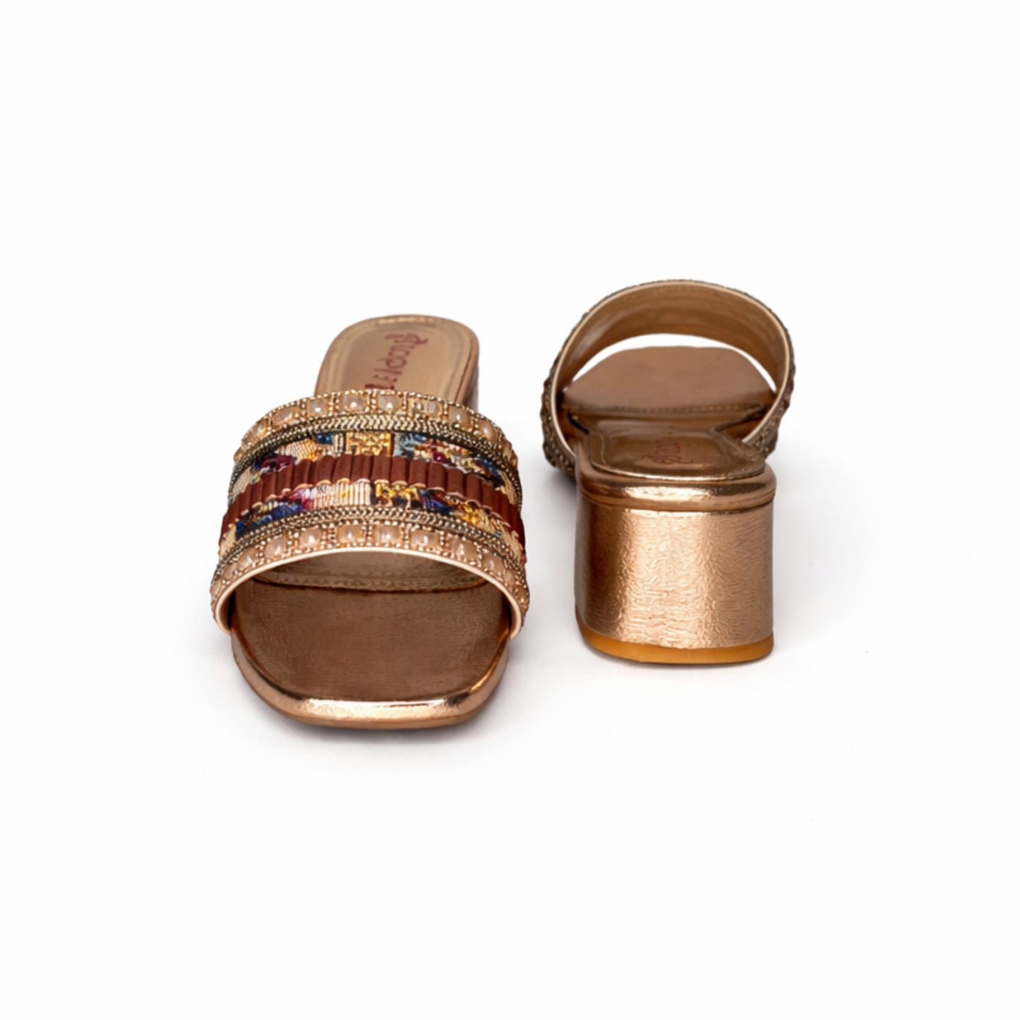 Women’s Ethnic Embroidered Block Heel Slide Sandals