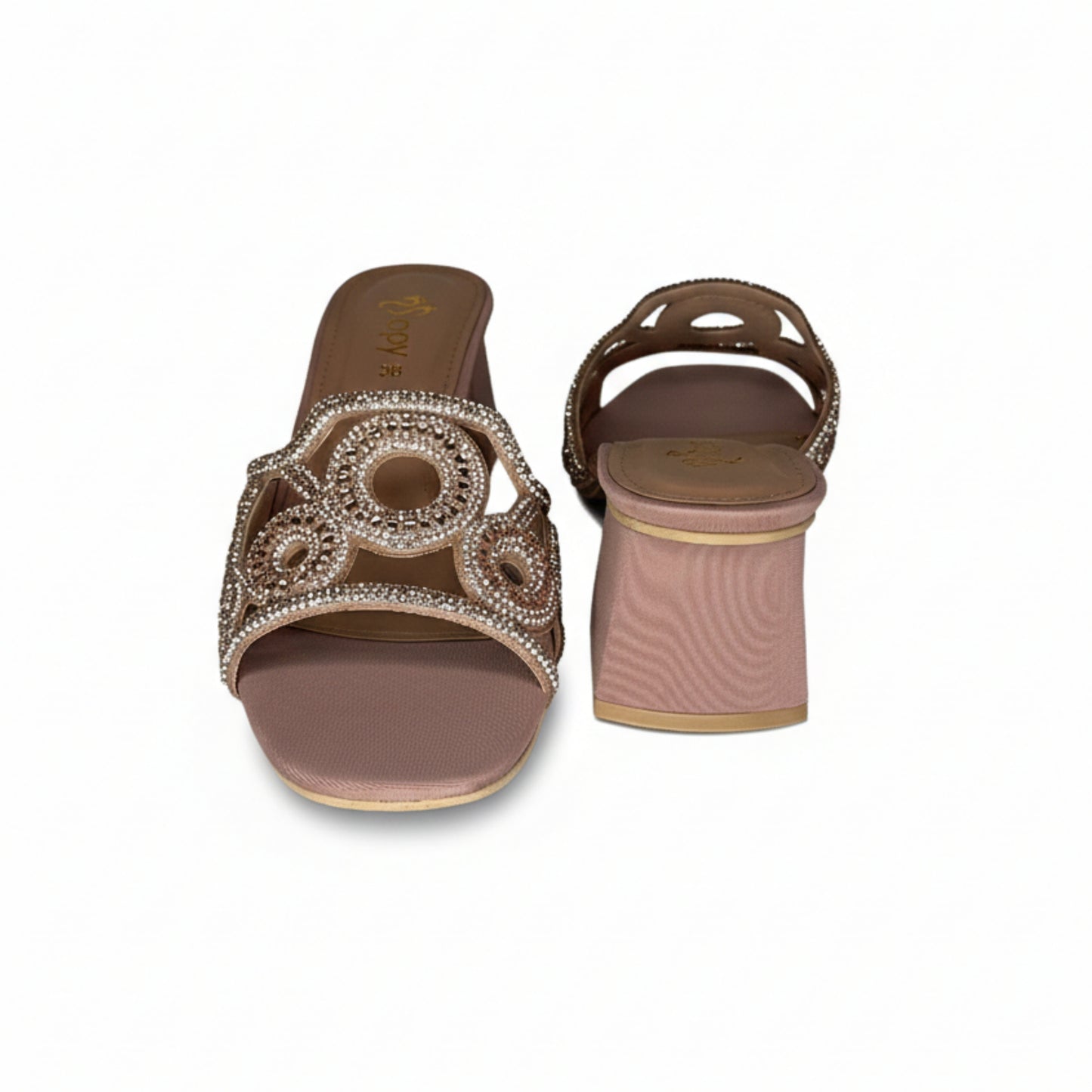 Women’s Embellished Block Heel Festive Slide Sandals