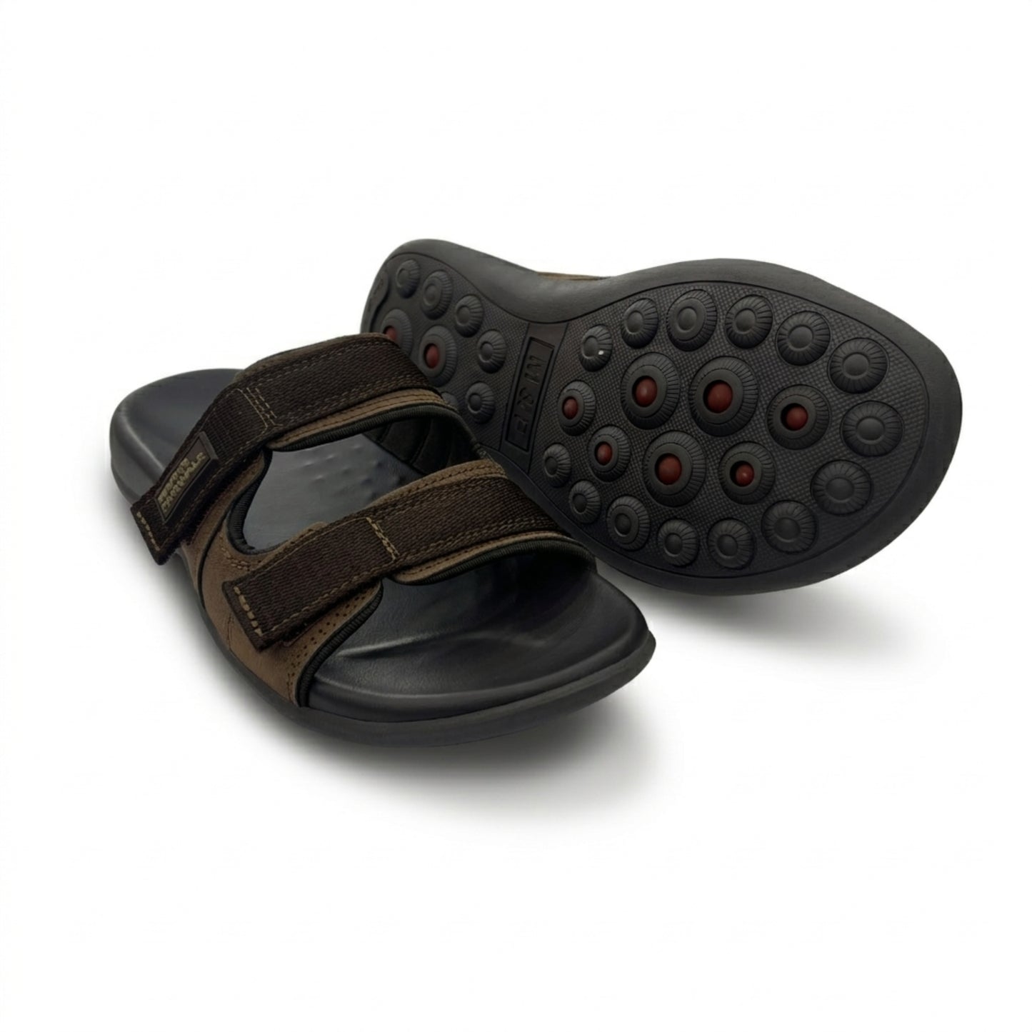 Men’s Sporty Dual Strap Comfort Sandals – Brown & Black