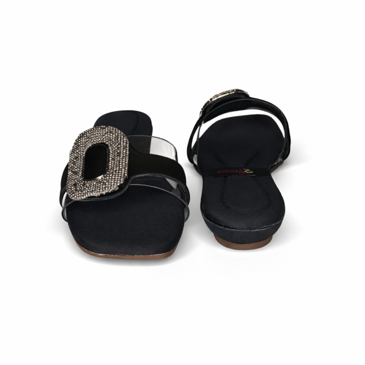 Women’s Burgundy Buckle Flat Slide Sandals