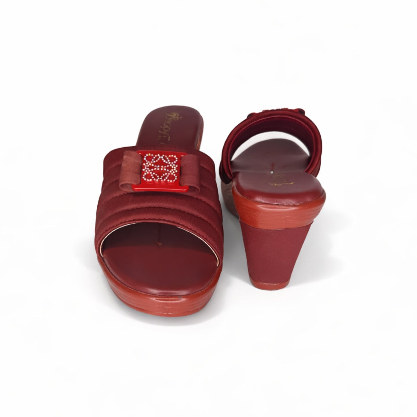 Women’s Burgundy Comfort Wedge Slide Sandals