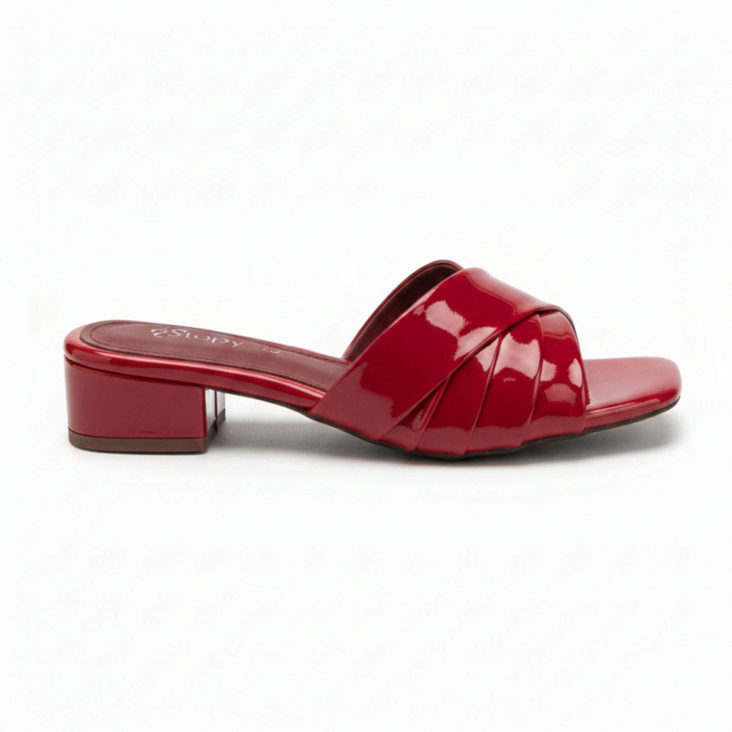 Women’s Burgundy Block Heel Slide Sandals