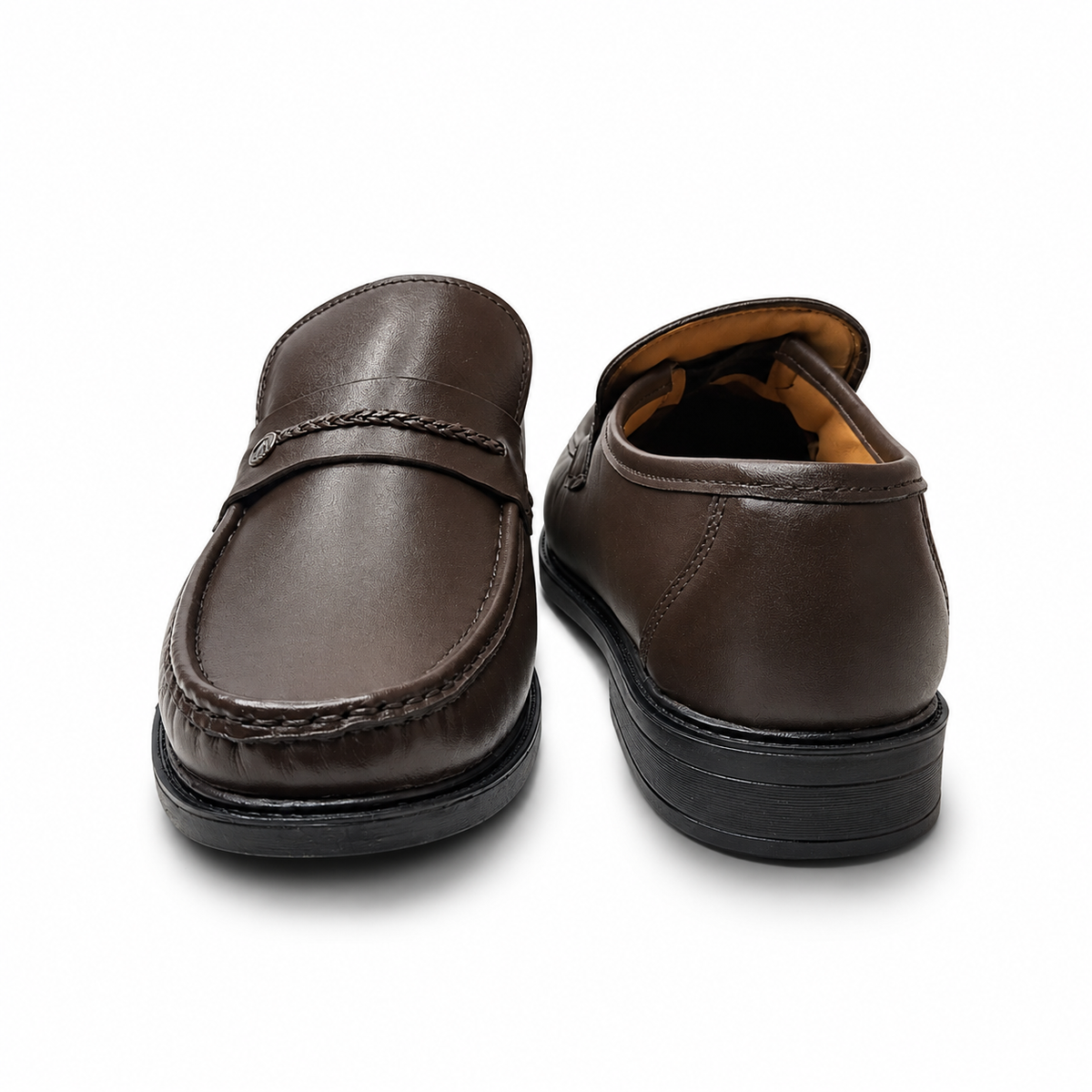 Midnight Luxe Black Braided Leather Loafers for Men