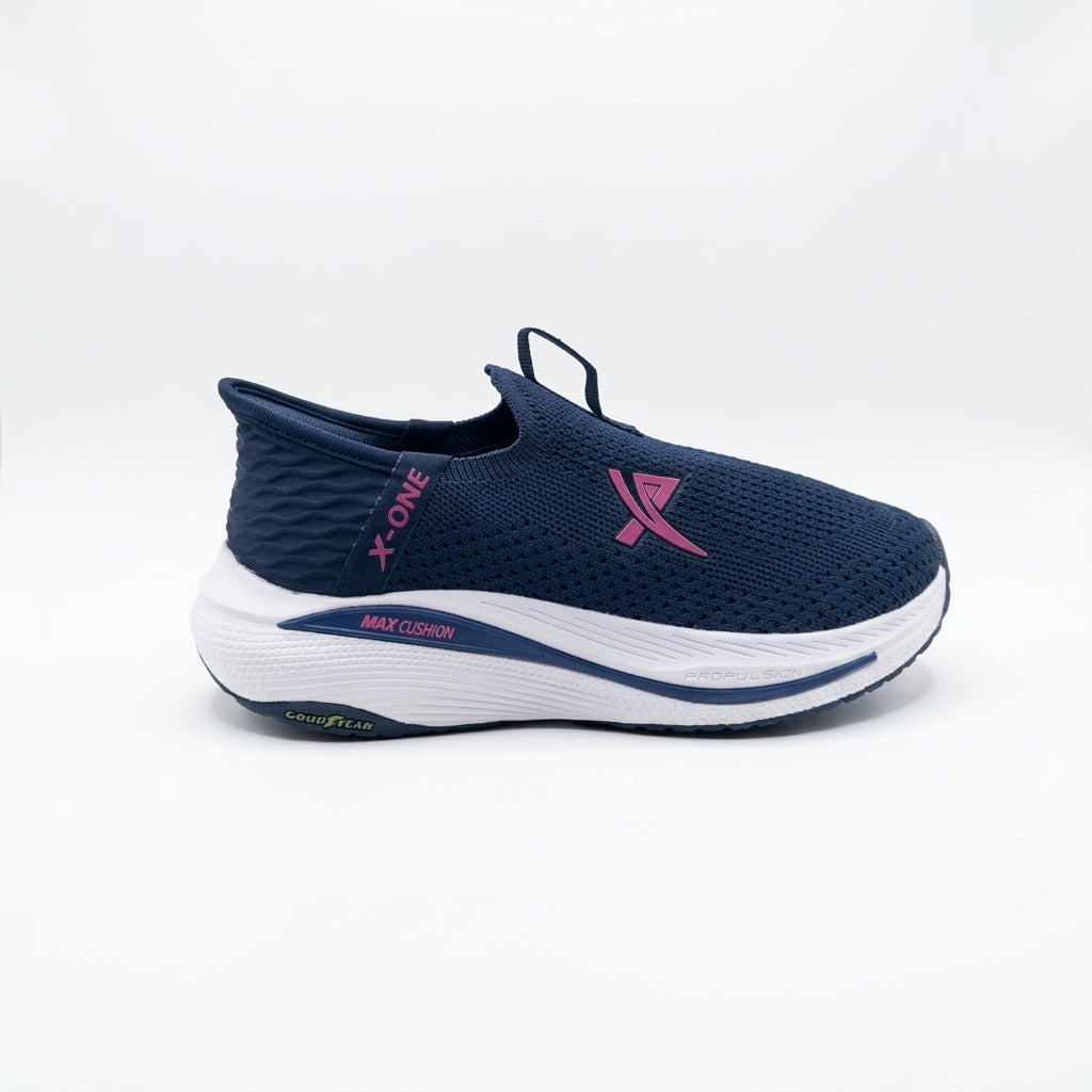 ShadowFlex Black Knit Slip-On Sports Sneakers for Men