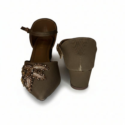 Women’s Embellished Ankle Strap Low Heels