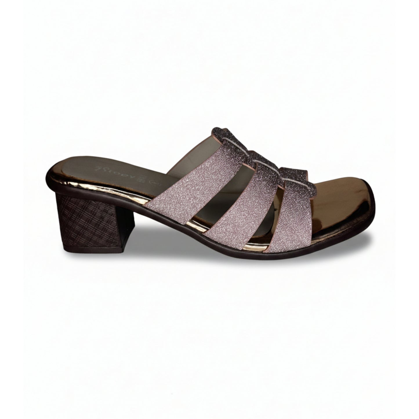 Women’s Rose Gold Block Heel Slide Sandals
