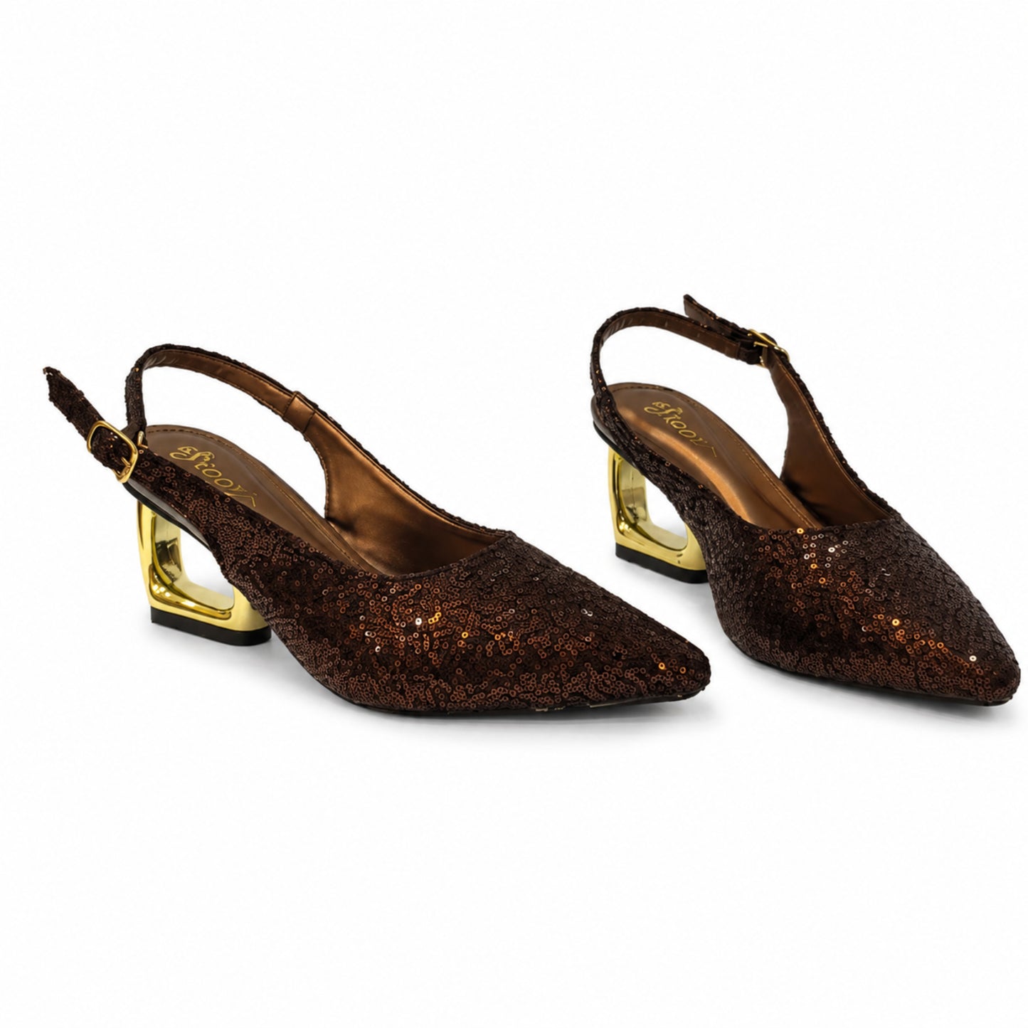 Amber Aura Noir Gleam – Elegant Women's Flats
