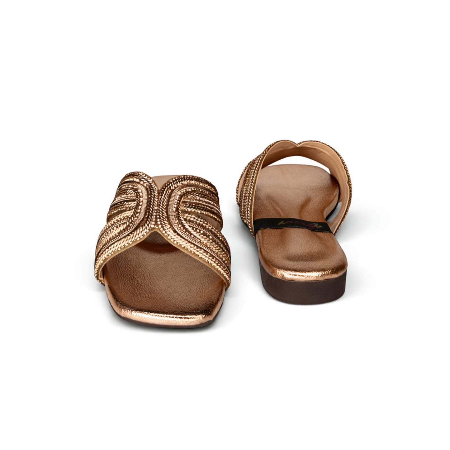 Women’s Gold Embellished Flat Slide Sandals