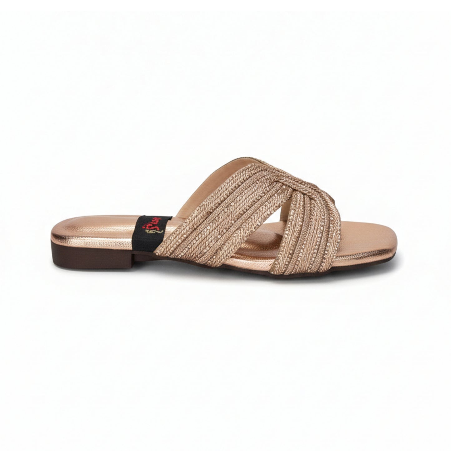 Women’s Gold Embellished Flat Slide Sandals