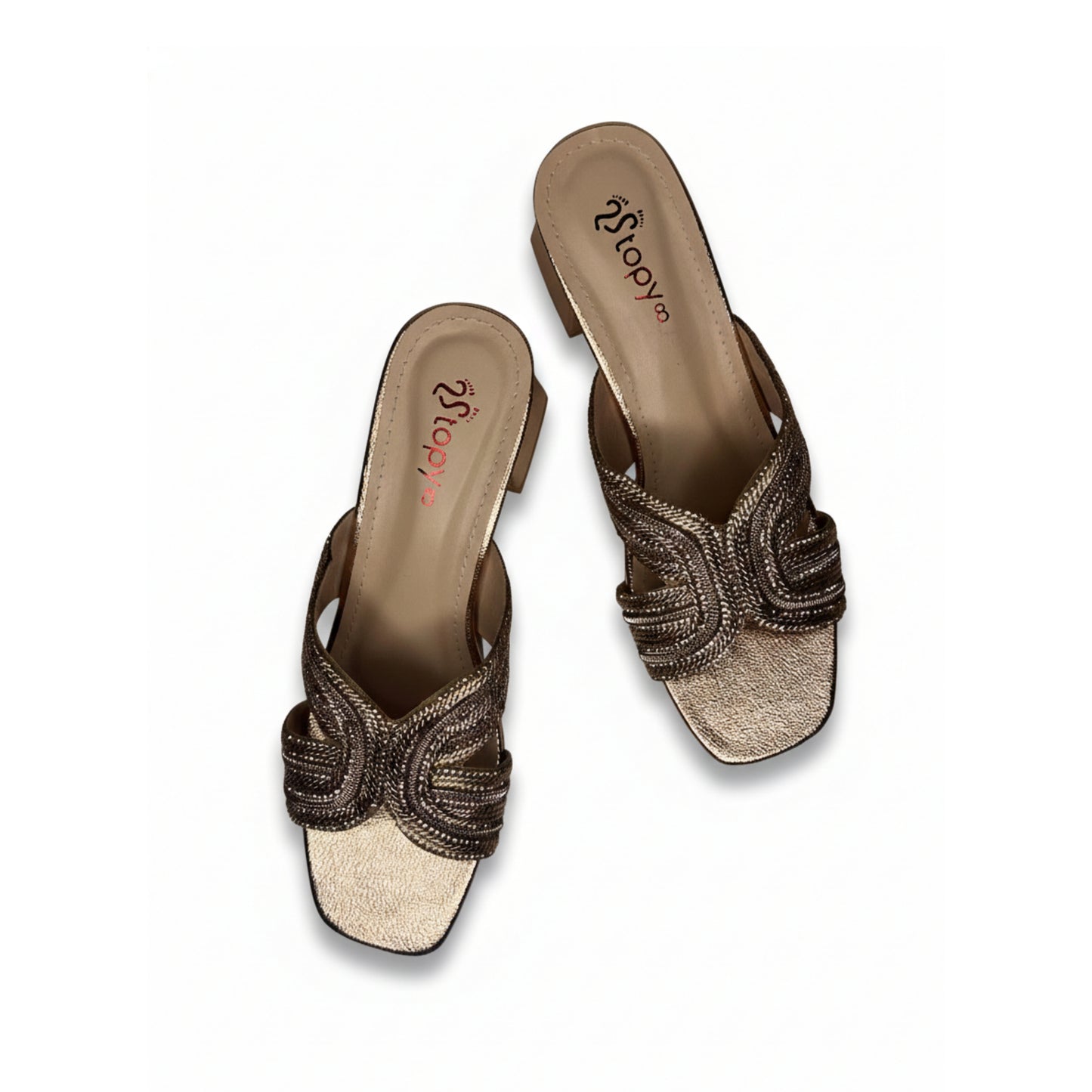 Women’s Embellished Block Heel Slide Sandals