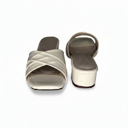 Women’s White Block Heel Slide Sandals