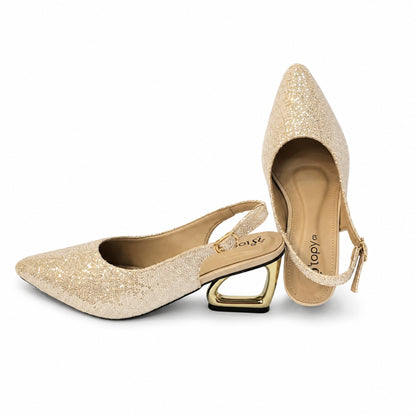 Amber Aura Noir Gleam – Elegant Women's Flats