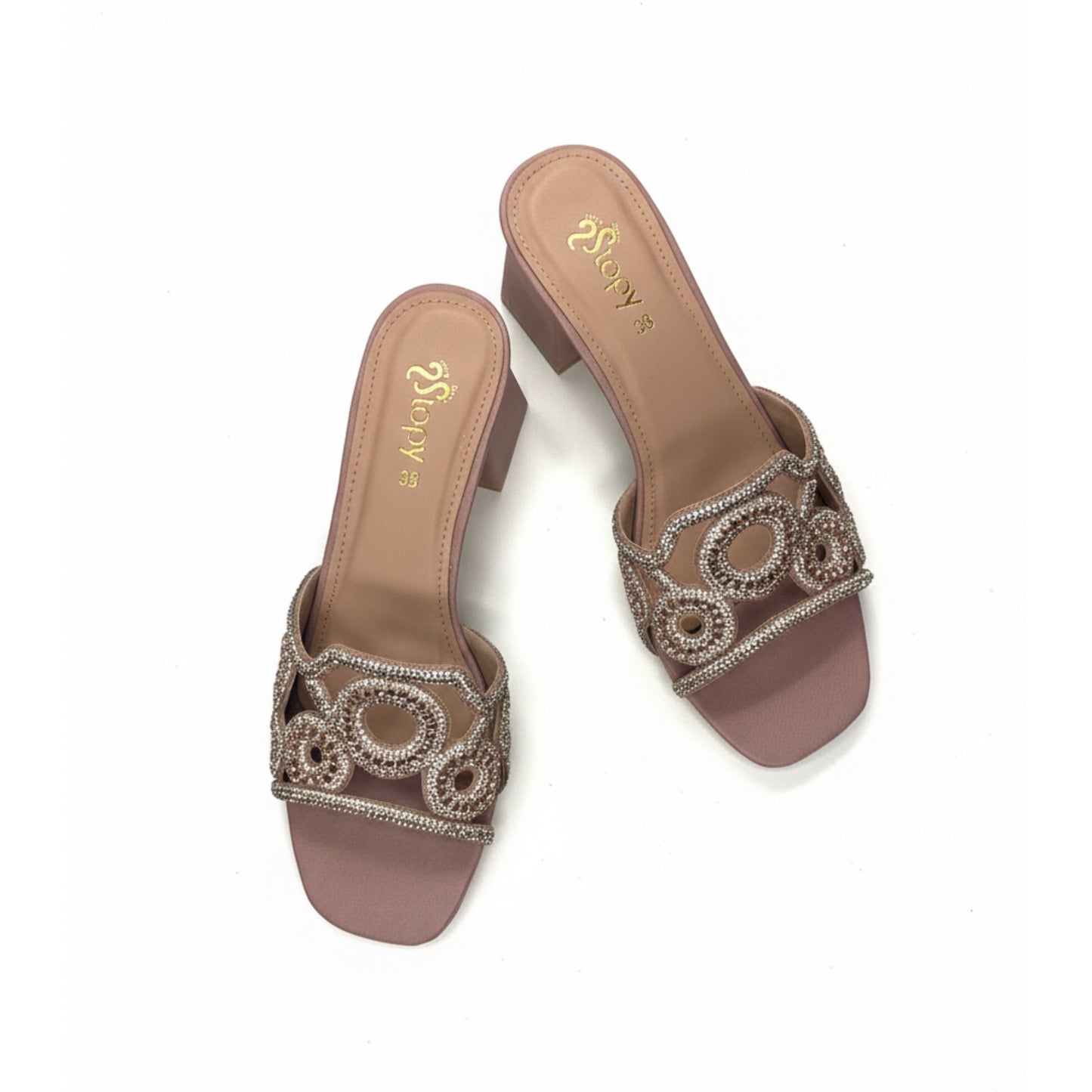 Women’s Embellished Block Heel Festive Slide Sandals