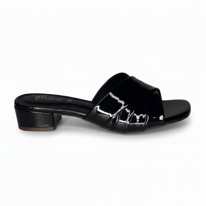 Women’s Black Block Heel Slide Sandals