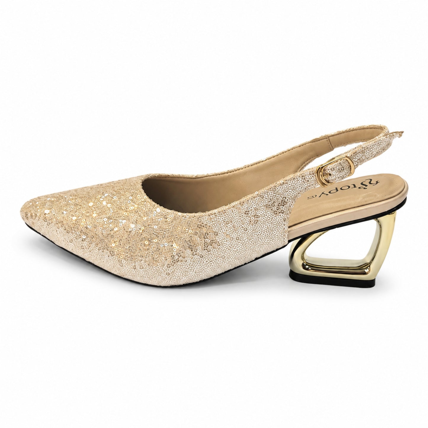 Amber Aura Noir Gleam – Elegant Women's Flats