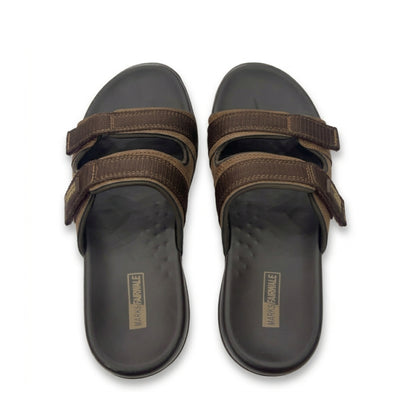 Men’s Sporty Dual Strap Comfort Sandals – Brown & Black