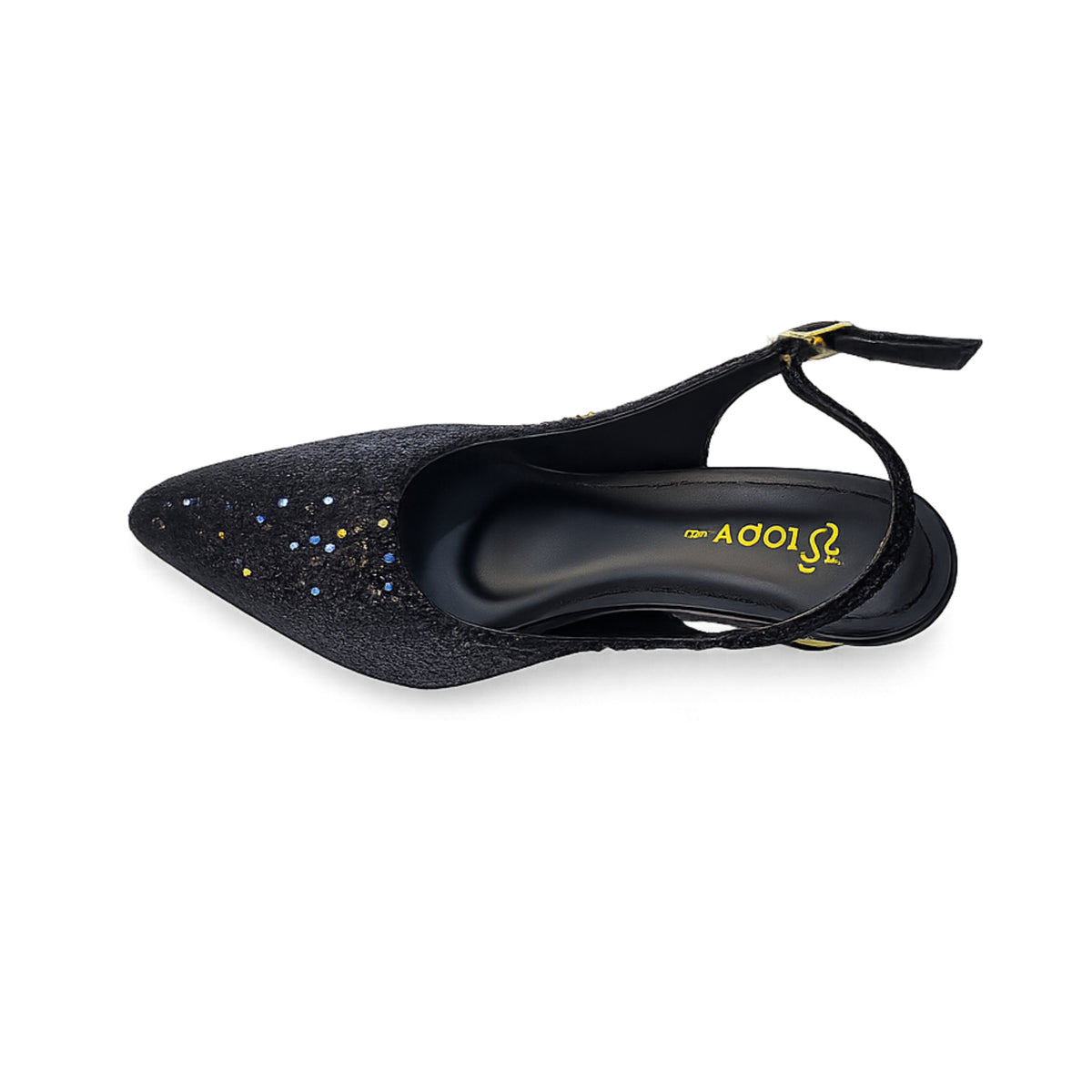 Amber Aura Noir Gleam – Elegant Women's Flats