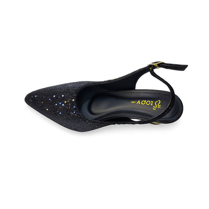 Amber Aura Noir Gleam – Elegant Women's Flats