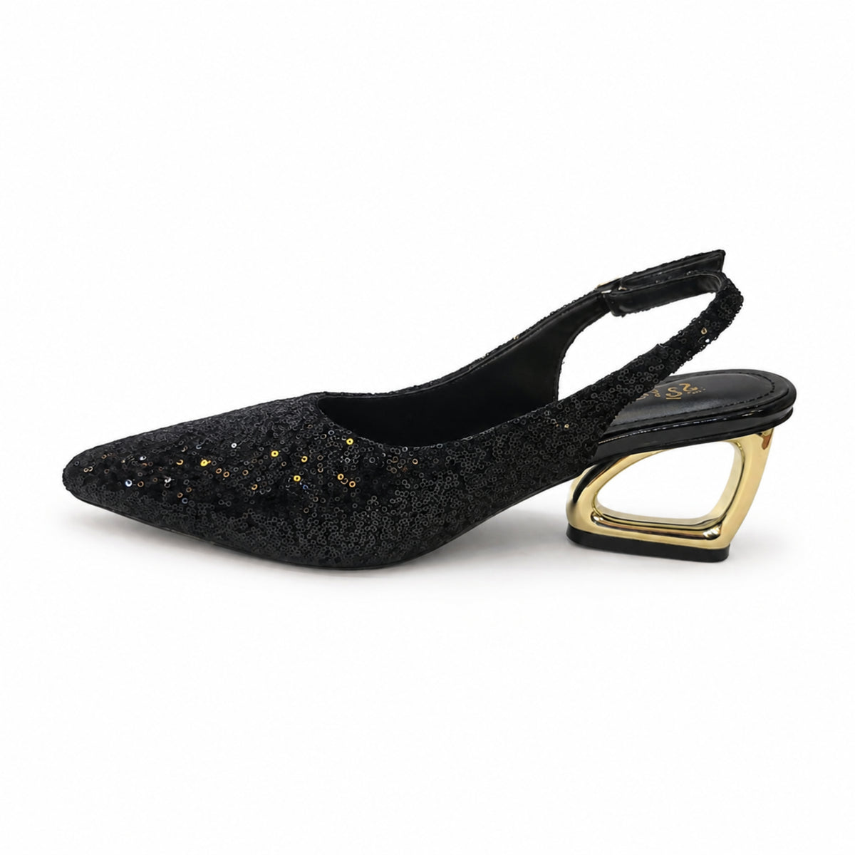Amber Aura Noir Gleam – Elegant Women's Flats