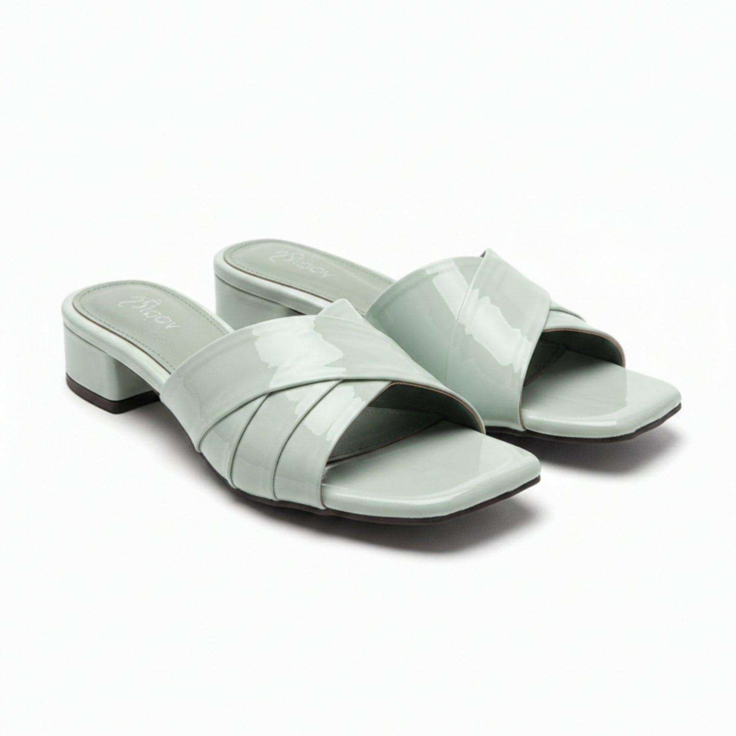 Women’s Sage Green Block Heel Slide Sandals