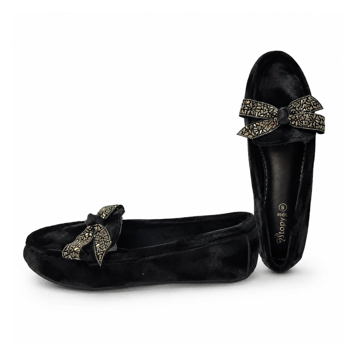 Amber Bow Ballet Loafers – Elegant Women's Slip-On Flats