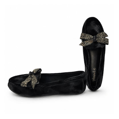 Amber Bow Ballet Loafers – Elegant Women's Slip-On Flats