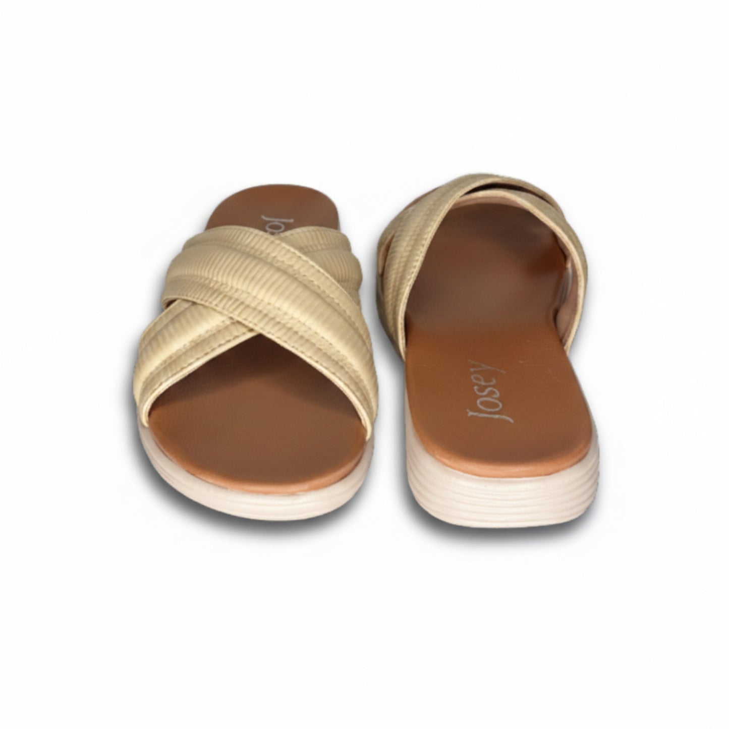Women’s Cream Comfort Flat Slide Sandals