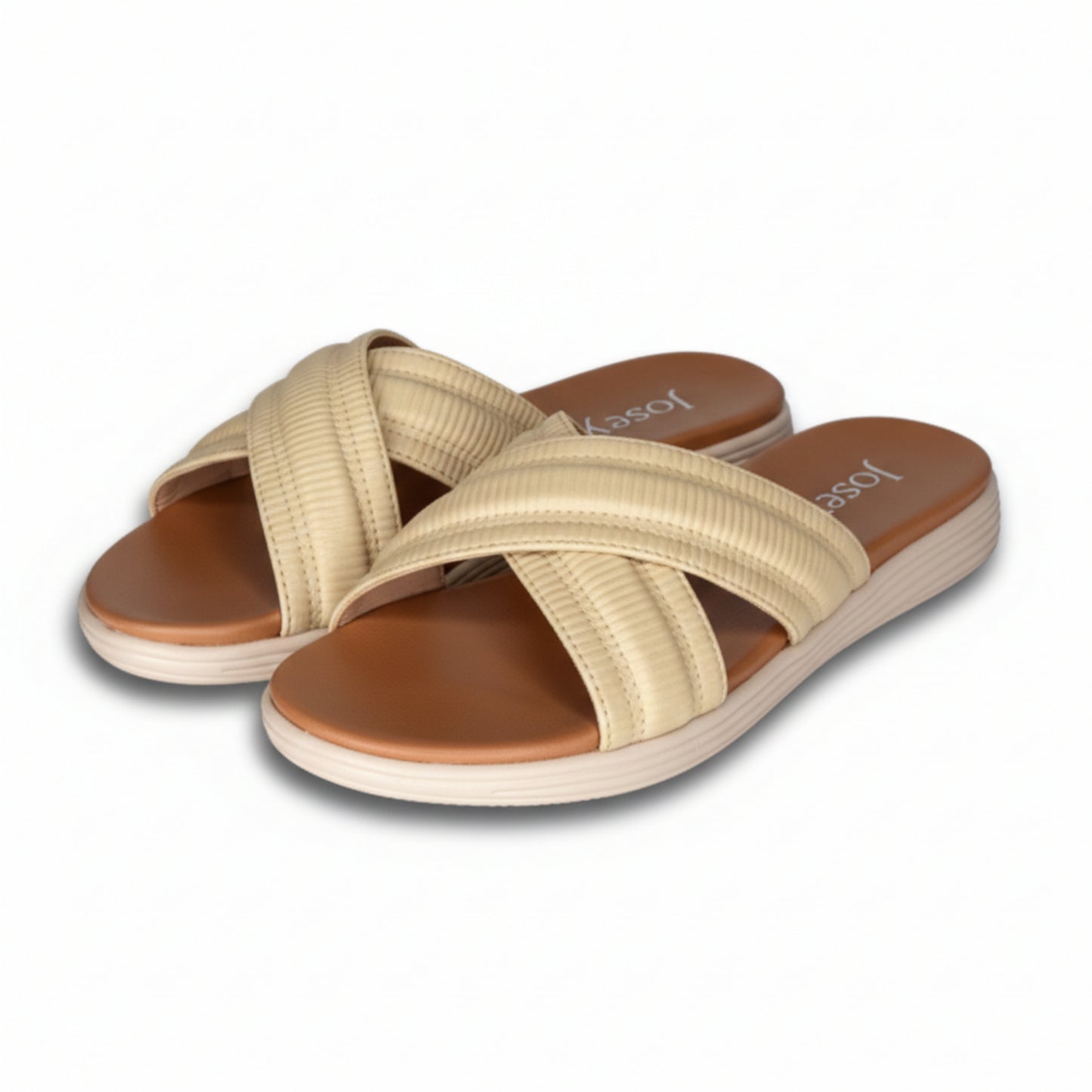 Women’s Cream Comfort Flat Slide Sandals