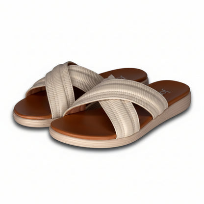 Women’s White Comfort Flat Slide Sandals