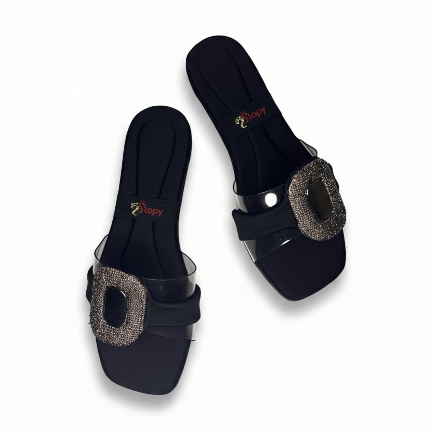 Women’s Burgundy Buckle Flat Slide Sandals