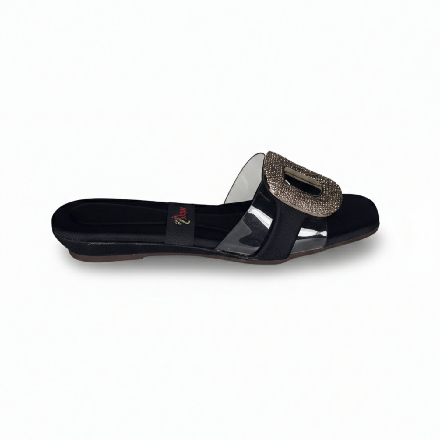 Women’s Burgundy Buckle Flat Slide Sandals