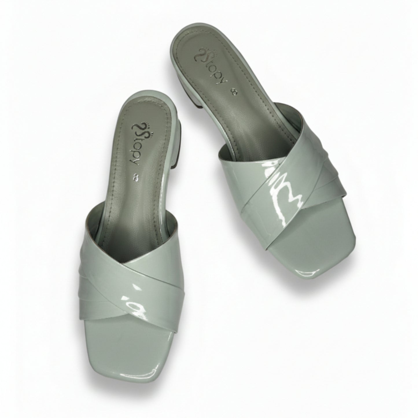 Women’s Sage Green Block Heel Slide Sandals