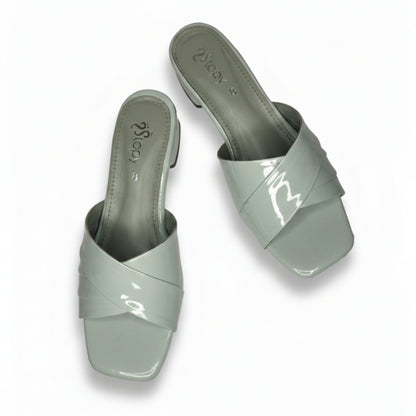 Women’s Sage Green Block Heel Slide Sandals