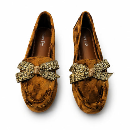Amber Bow Ballet Loafers – Elegant Women's Slip-On Flats