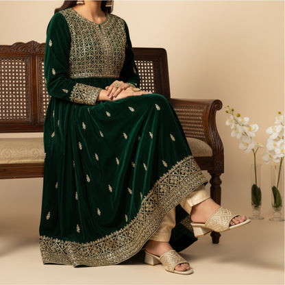 Women’s Gold Embroidered Block Heel Slide Sandals