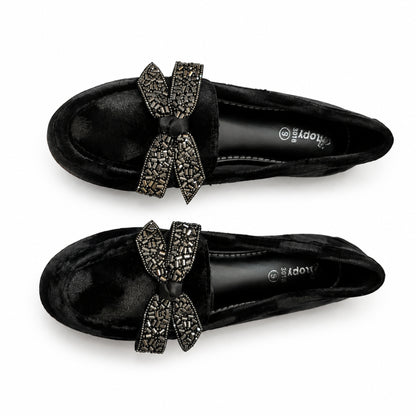Amber Bow Ballet Loafers – Elegant Women's Slip-On Flats