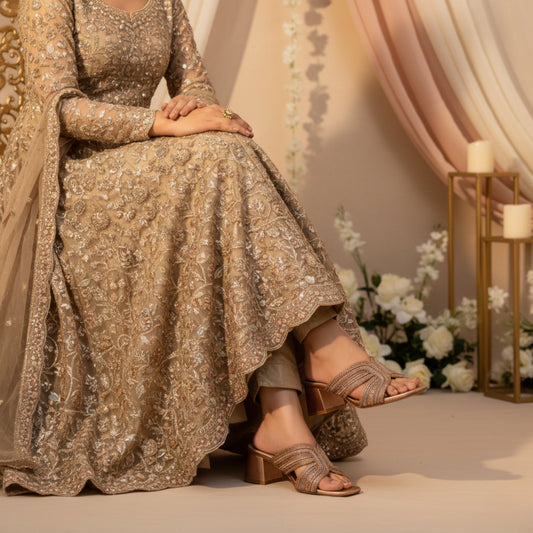 Women’s Embellished Block Heel Slide Sandals