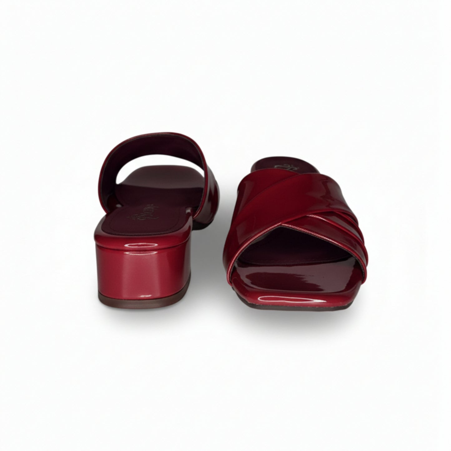 Women’s Burgundy Block Heel Slide Sandals