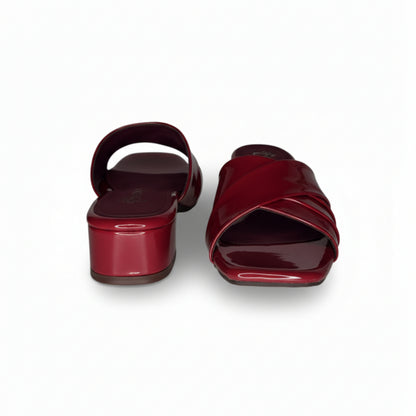 Women’s Burgundy Block Heel Slide Sandals