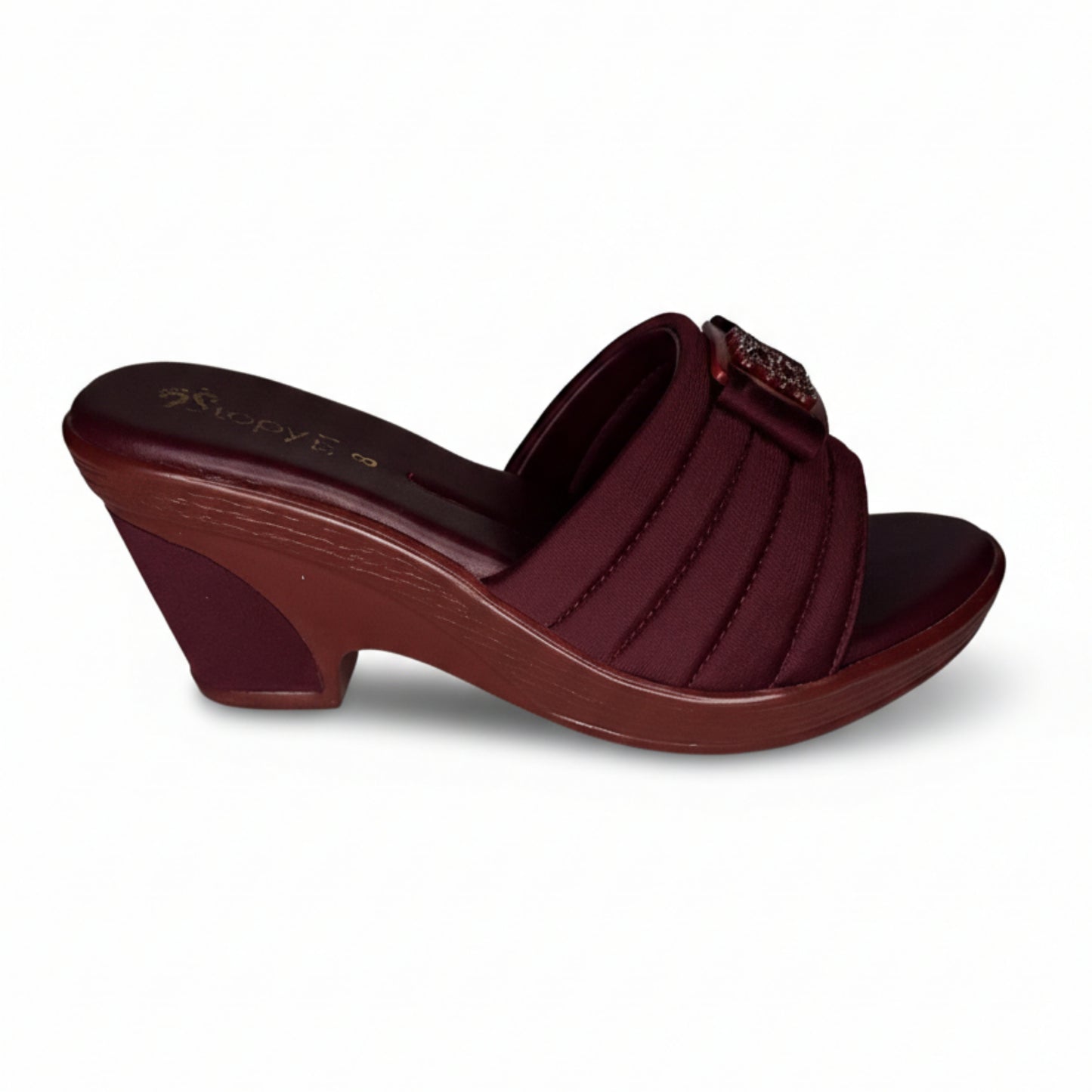 Women’s Burgundy Comfort Wedge Slide Sandals