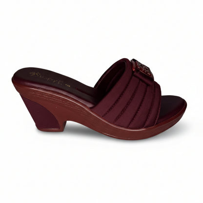 Women’s Burgundy Comfort Wedge Slide Sandals
