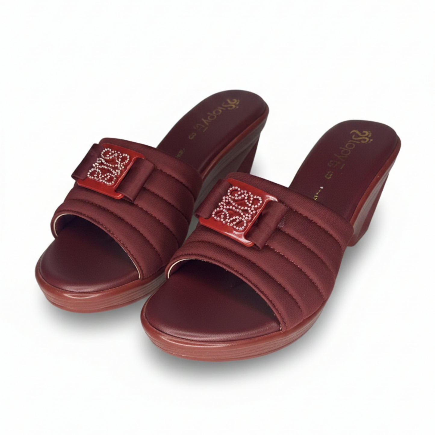 Women’s Burgundy Comfort Wedge Slide Sandals