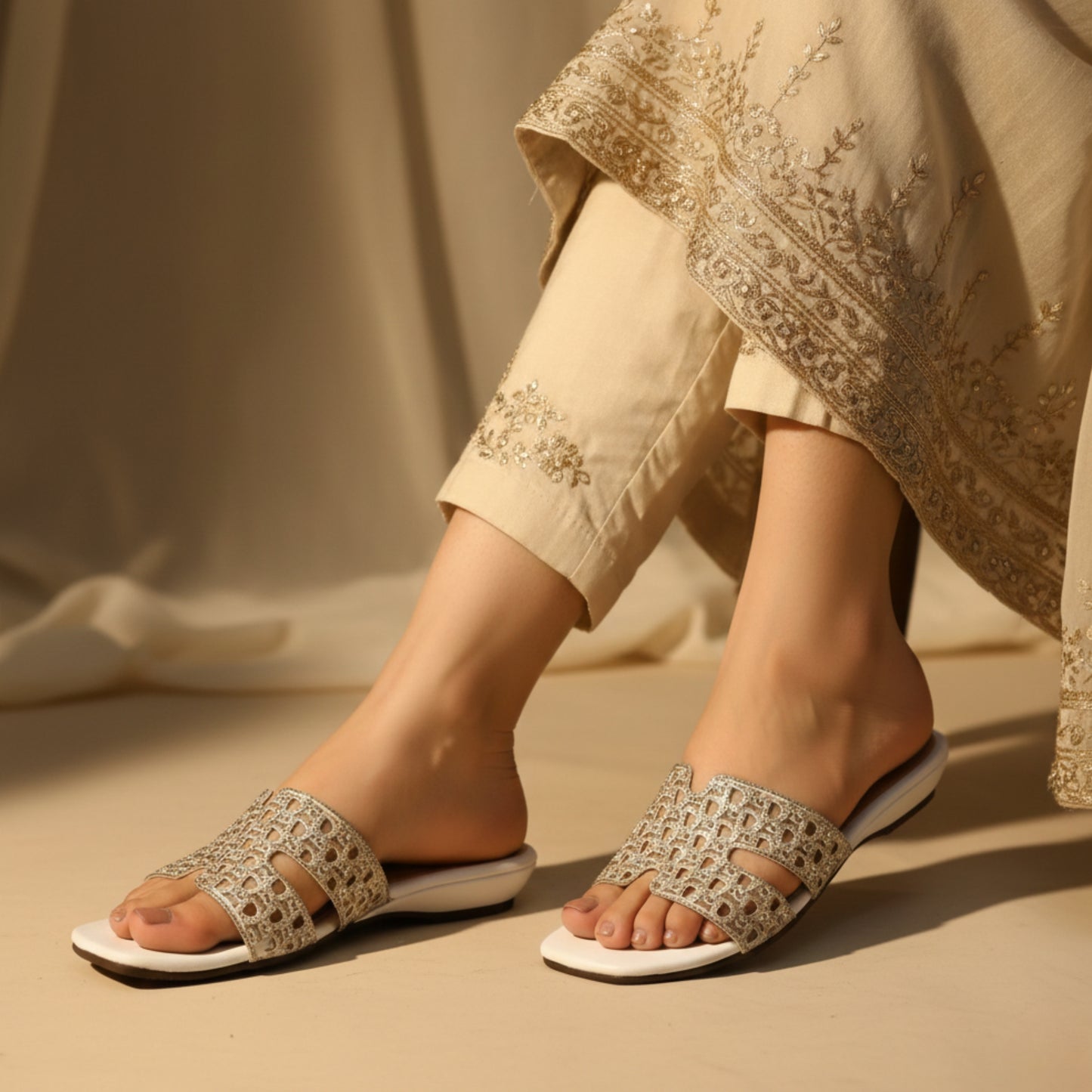 Women’s Embellished Flat Slide Sandals