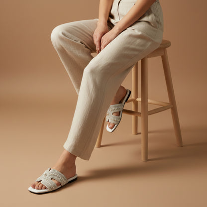 Women’s Embellished Flat Slide Sandals