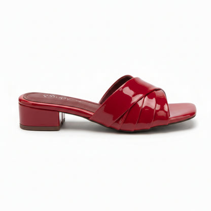 Women’s Burgundy Block Heel Slide Sandals