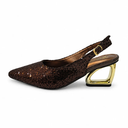 Amber Aura Noir Gleam – Elegant Women's Flats