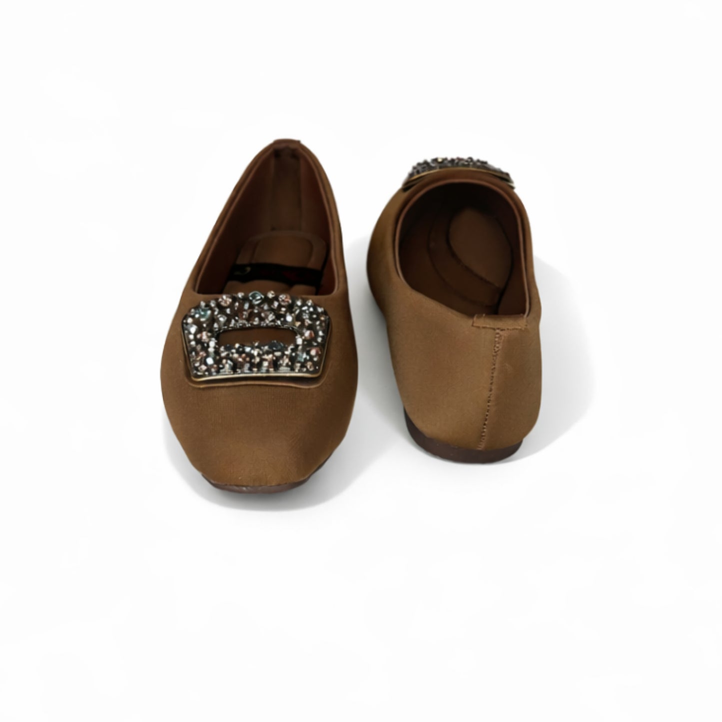 Women’s Brown Embellished Wedge Ballet Flats
