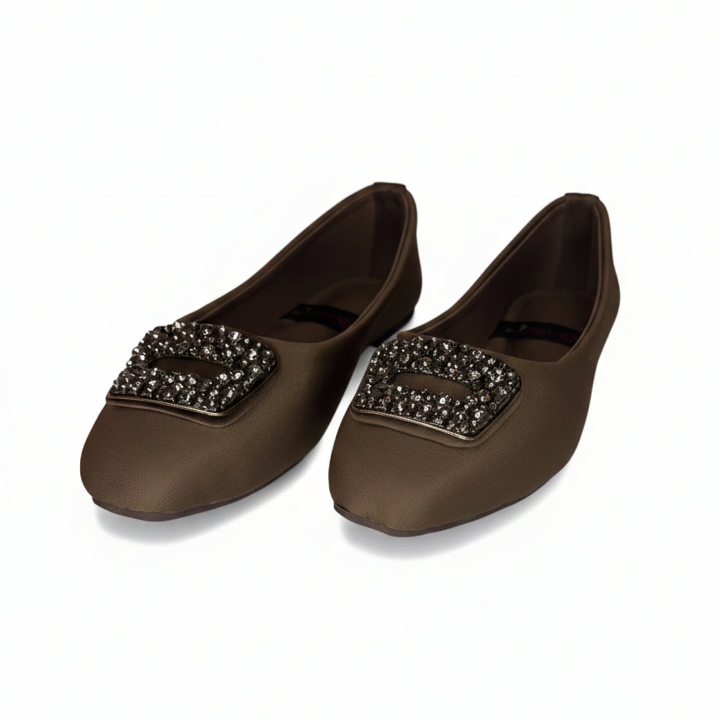 Women’s Brown Embellished Wedge Ballet Flats
