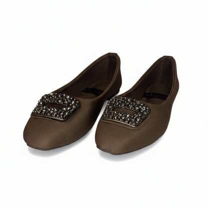 Women’s Brown Embellished Wedge Ballet Flats