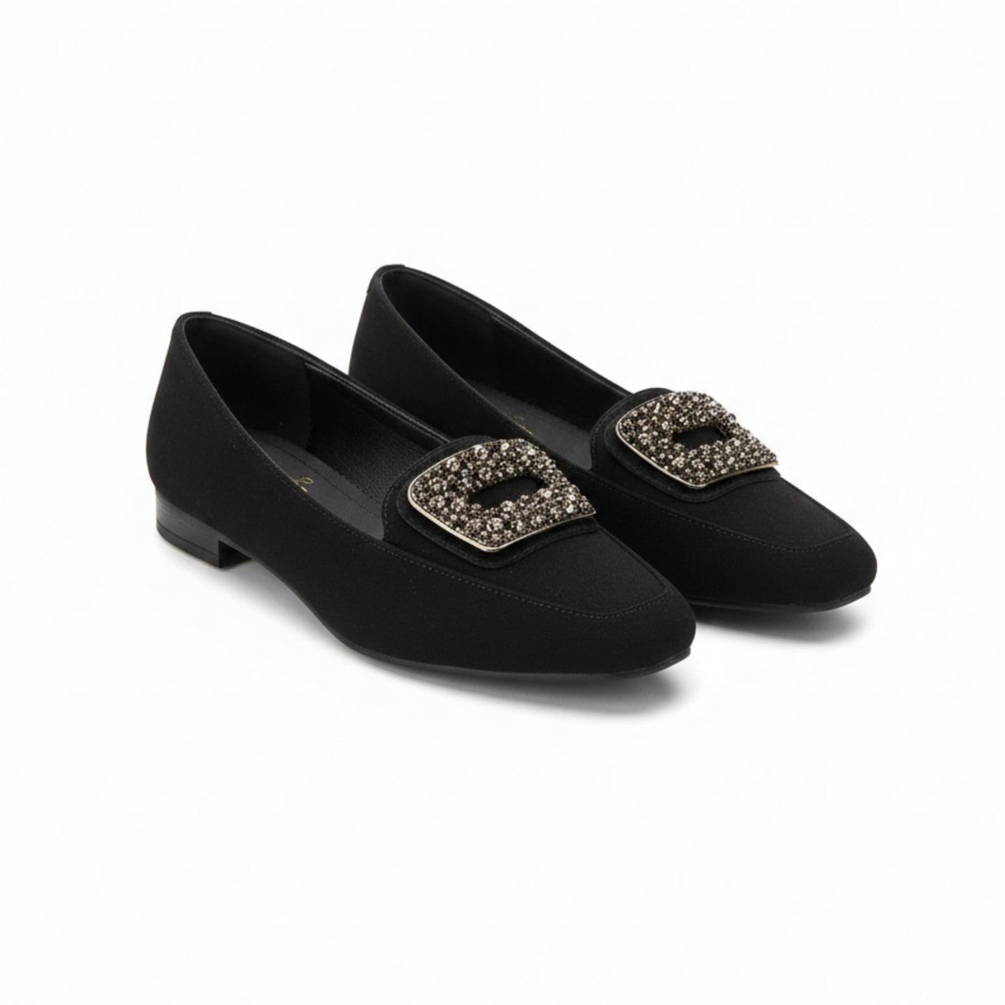 Women’s Black Embellished Low Heel Pumps